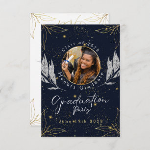Elegant Navy Gold Graduation Party RSVP Card