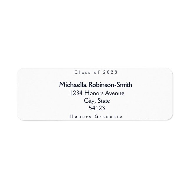 Elegant Navy Gold Graduation Return Address  (Front)