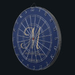 Elegant Navy & Gold Monogram Initial Name  Dartboard<br><div class="desc">Elegant Navy and Gold Monogram Initial Name Personalized Dart Board</div>