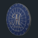 Elegant Navy & Gold Monogram Initial Name  Dartboard<br><div class="desc">Elegant Navy and Gold Monogram Initial Name Personalized Dart Board</div>