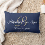 Elegant Navy Gold Monogrammed Happily Ever After Lumbar Pillow<br><div class="desc">Elegant Navy and Gold Name Monogrammed Happily Ever After Lumbar pillow</div>