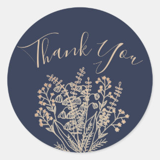 Elegant Navy & Gold Thank You Sticker