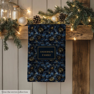 Elegant Navy Gold Towel Custom Name Kitchen Art