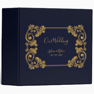 Elegant Navy & Gold Wedding Album Binder