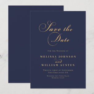 Elegant Navy Gold Wedding Save The Date
