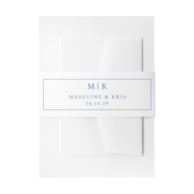 Elegant Navy Initials Invitation Belly Band (Front Example)