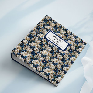 Elegant Navy Ivory White Floral Memory Binder
