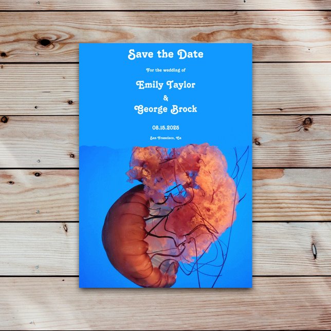 Elegant Navy Jellyfish Nautical Coastal Wedding Save The Date (Creator Uploaded)