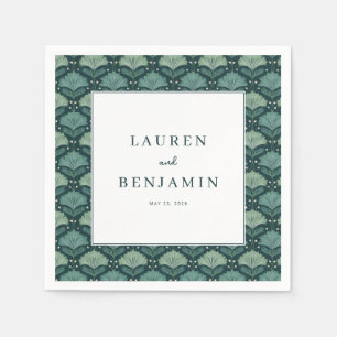 Elegant Navy Leaf Motive Napkin
