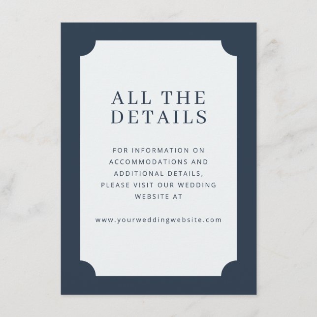 Elegant Navy Minimalist Border Enclosure Card (Front)