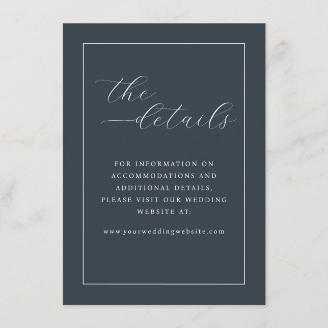 Elegant Navy Minimalist Calligraphy Enclosure Card (Front)