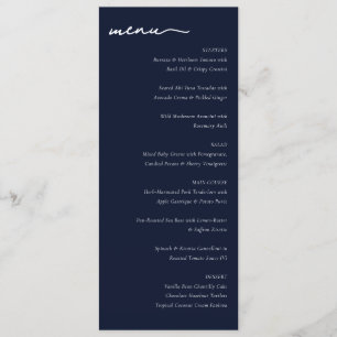 Elegant Navy Minimalist Dining Menu