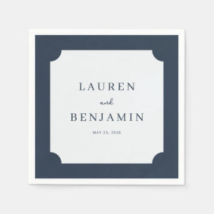Elegant Navy Minimalist Names Napkin