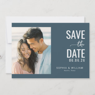 Elegant Navy Minimalist Photo Save The Date