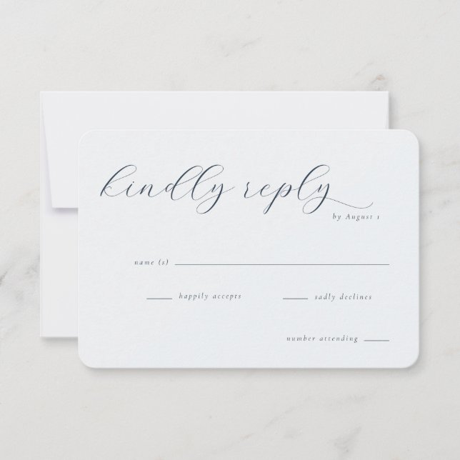 Elegant Navy Minimalist RSVP Card (Front)