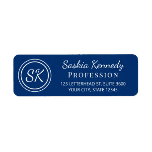 Elegant Navy Monogram Return Address Label