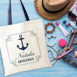 Elegant Navy Nautical Custom Wedding Bridesmaid Tote Bag<br><div class="desc">Custom wedding bridesmaid tote bag features a navy blue boat anchor,  decorative nautical rope frame,  and elegant custom text that can be personalized with the name and role of the person in your bridal party.</div>