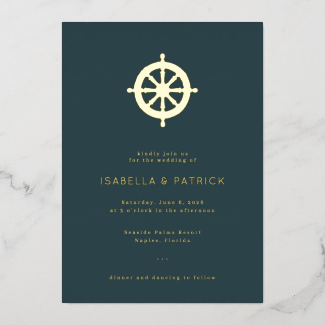 Elegant Navy Nautical Wheel (Front)