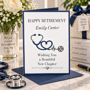 Elegant Navy Nurse Retirement Beautiful Typography Card