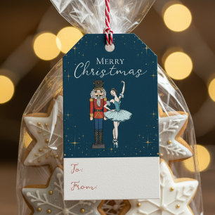 Elegant Navy Nutcracker Merry Christmas To & From Gift Tags