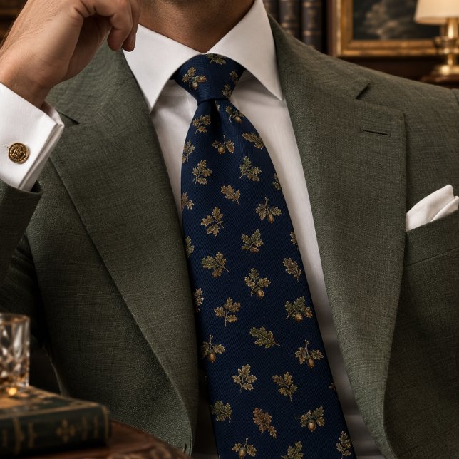 Elegant Navy Oak Heritage Pattern Tie (Creator Uploaded)