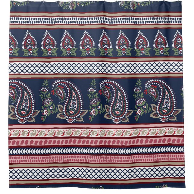 Elegant Navy Paisley: Timeless Border Design (Front)