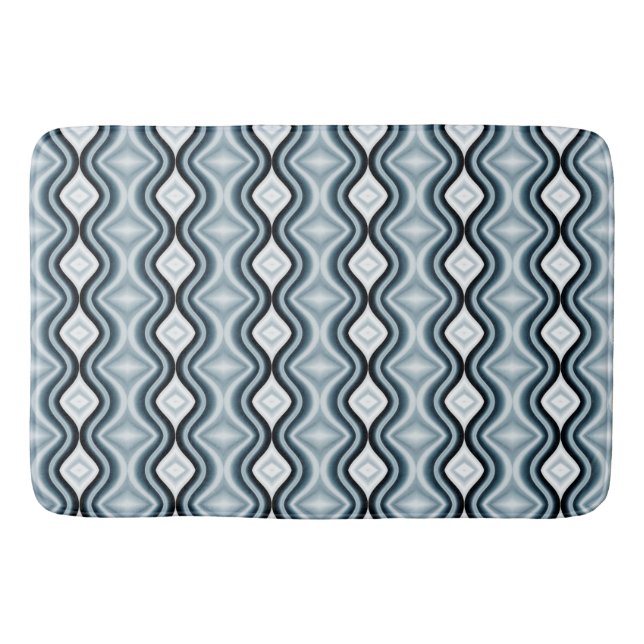 Elegant Navy Pattern Bath Mat (Front)