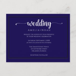 elegant navy purple wedding invitation postcard
