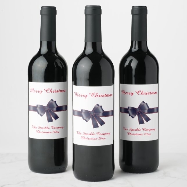 ELEGANT NAVY RED CUSTOMIZABLE WINE LABEL (Bottles)