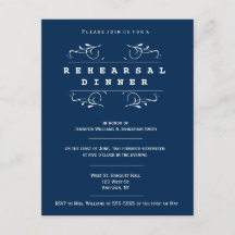 Elegant navy rehearsal dinner invitations