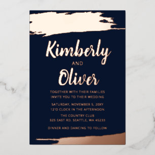 Elegant Navy Rose Gold brushed Wedding 