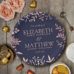 Elegant Navy & Rose Gold Floral Wedding Collection Paper Plate<br><div class="desc">Celebrate in style with these modern and very trendy wedding party paper plates. The design is easy to personalize with your own wording and your guests will be thrilled when they see these fabulous plates. Matching items can be found in the collection.</div>