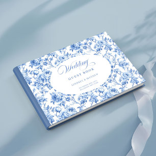 Elegant Navy Roses Vintage Toile Guest Book