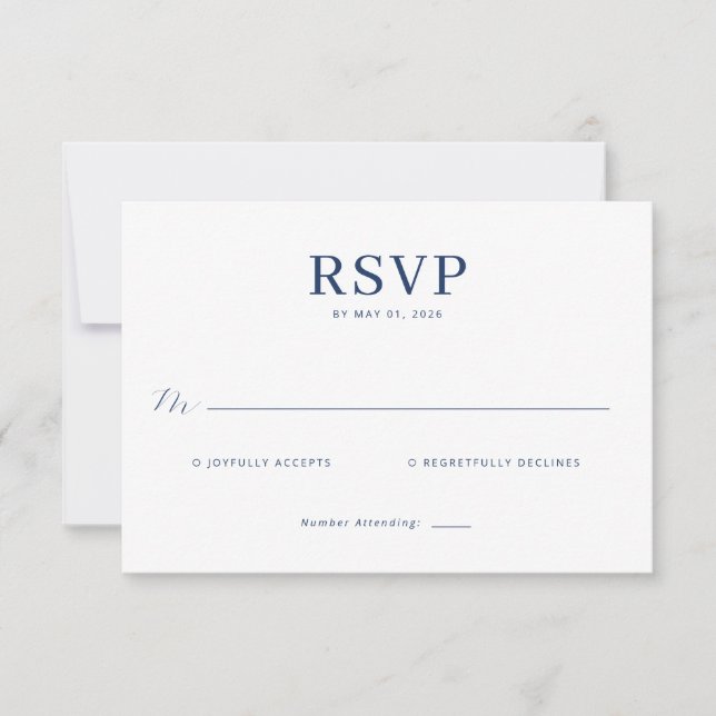 Elegant Navy RSVP Card (Devant)