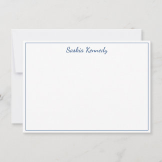 Elegant Navy Script Border Personalized Card