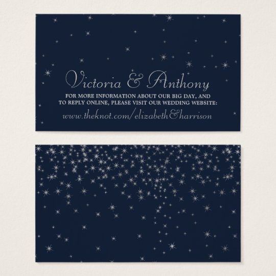 Elegant Navy & Silver Falling Stars Wedding Business Card