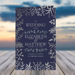 Elegant Navy & Silver Floral Wedding Program<br><div class="desc">Celebrate in style with these modern and very trendy wedding bi-fold programs. The design is easy to personalize with your order of service wording and your guests will be thrilled when they see these fabulous programs. Matching items can be found in the collection.</div>