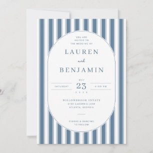 ** Elegant Navy Striped Formal Inviting Invitation