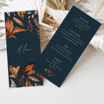 Elegant Navy & Terracotta Flowers Wedding  Menu<br><div class="desc">With its elegant design, rustic terracotta colour palette, and delicate floral accents, this menu card adds a touch of sophistication to your dining experience. Crafted with attention to detail, this menu card enhances the overall ambiance of your reception and ensures a memorable dining experience filled with flavour and charm. Designed...</div>
