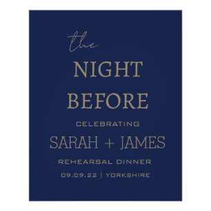 Elegant Navy the Night Before Rehearsal Dinner Poster