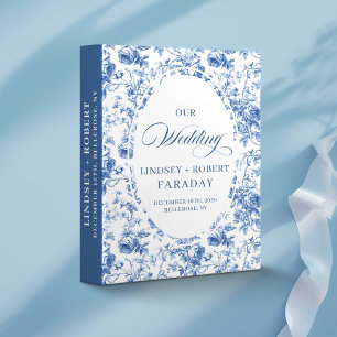 Elegant navy toile floral wedding memory album   binder