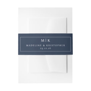 Elegant Navy Typographic Invitation Belly Band