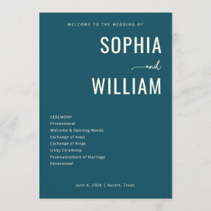 Elegant Navy Typographic Wedding Program
