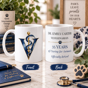 Elegant Navy Veterinarian  Retirement Gift Coffee Mug