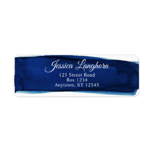 Elegant Navy Watercolor Address Labels