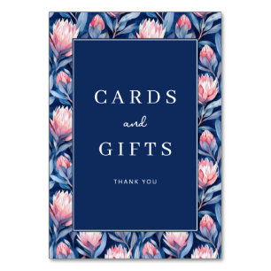 Elegant Navy Watercolor Floral Border Table Number