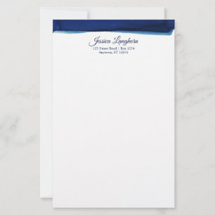 Elegant Navy Watercolor Personalized Stationery