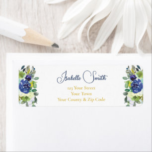 Elegant Navy Watercolor Roses White Wedding RSVP