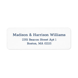 Elegant navy white custom serif return address
