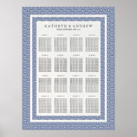 Elegant Navy+White Seigaiha Wedding Seating Chart